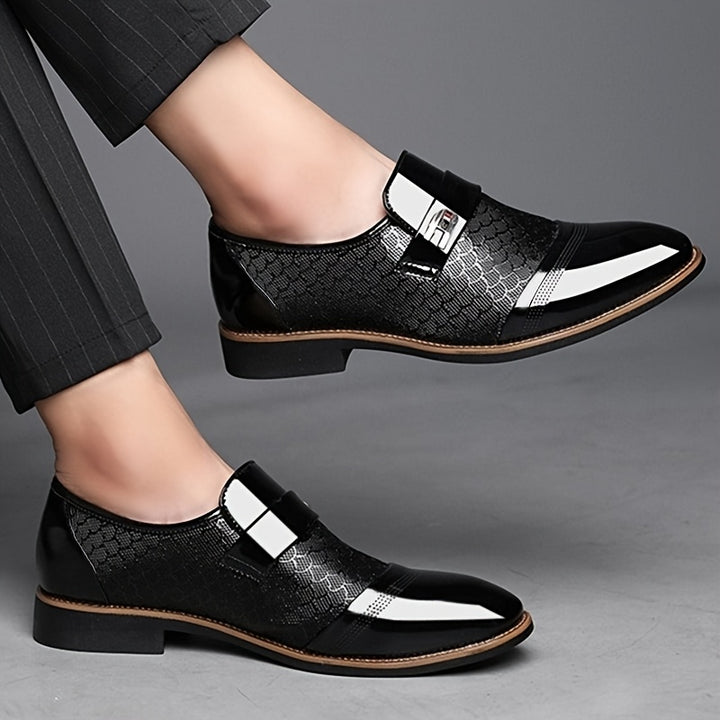 Men's Business Oxfords Slip On Pointed Toe Lug Sole Dress Shoes