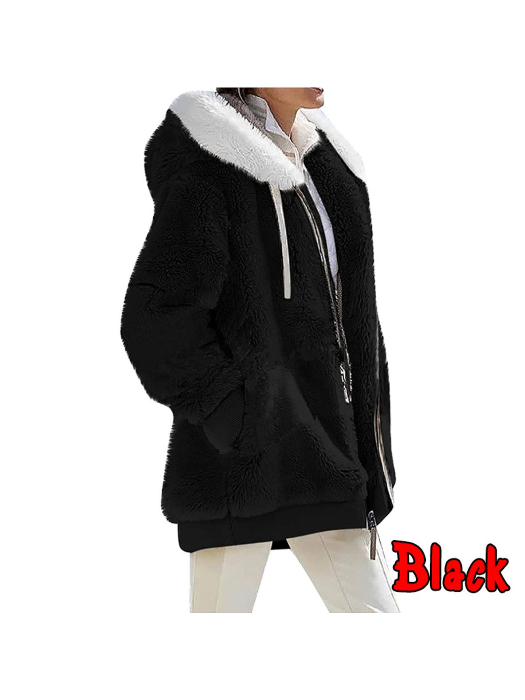 Women's Loose Sports Zipper Hooded Jacket Autumn Winter