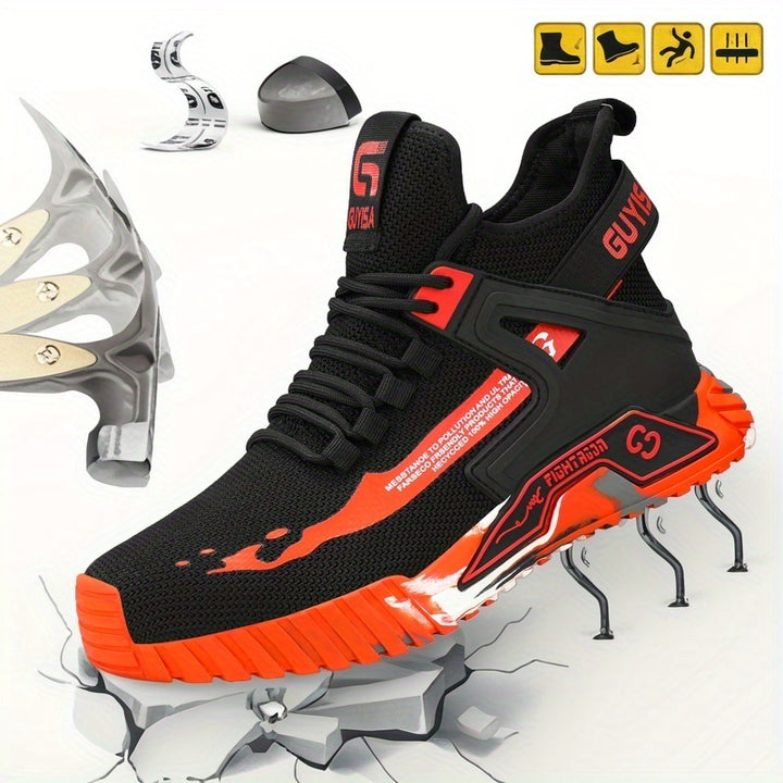 Men's Steel Toe High Top Work Boots Non Slip Lace Up Safety Shoes