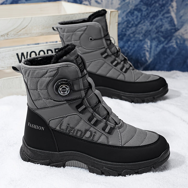 Men's Knit Elastic Snow Boots with Traction and Comfort
