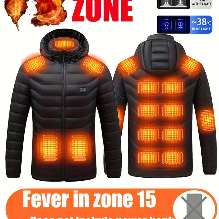 Heated Jacket with 24 Heating Zones and USB Power Full-Zip Coat