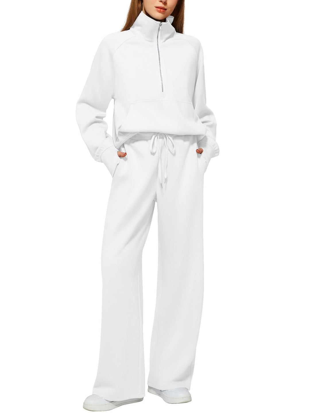 Women's Oversized Half-Zip Sweatshirt and Wide Leg Sweatpants Set