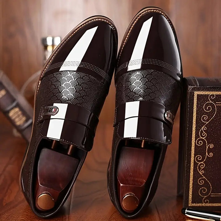 Men's Business Oxfords Slip On Pointed Toe Lug Sole Dress Shoes