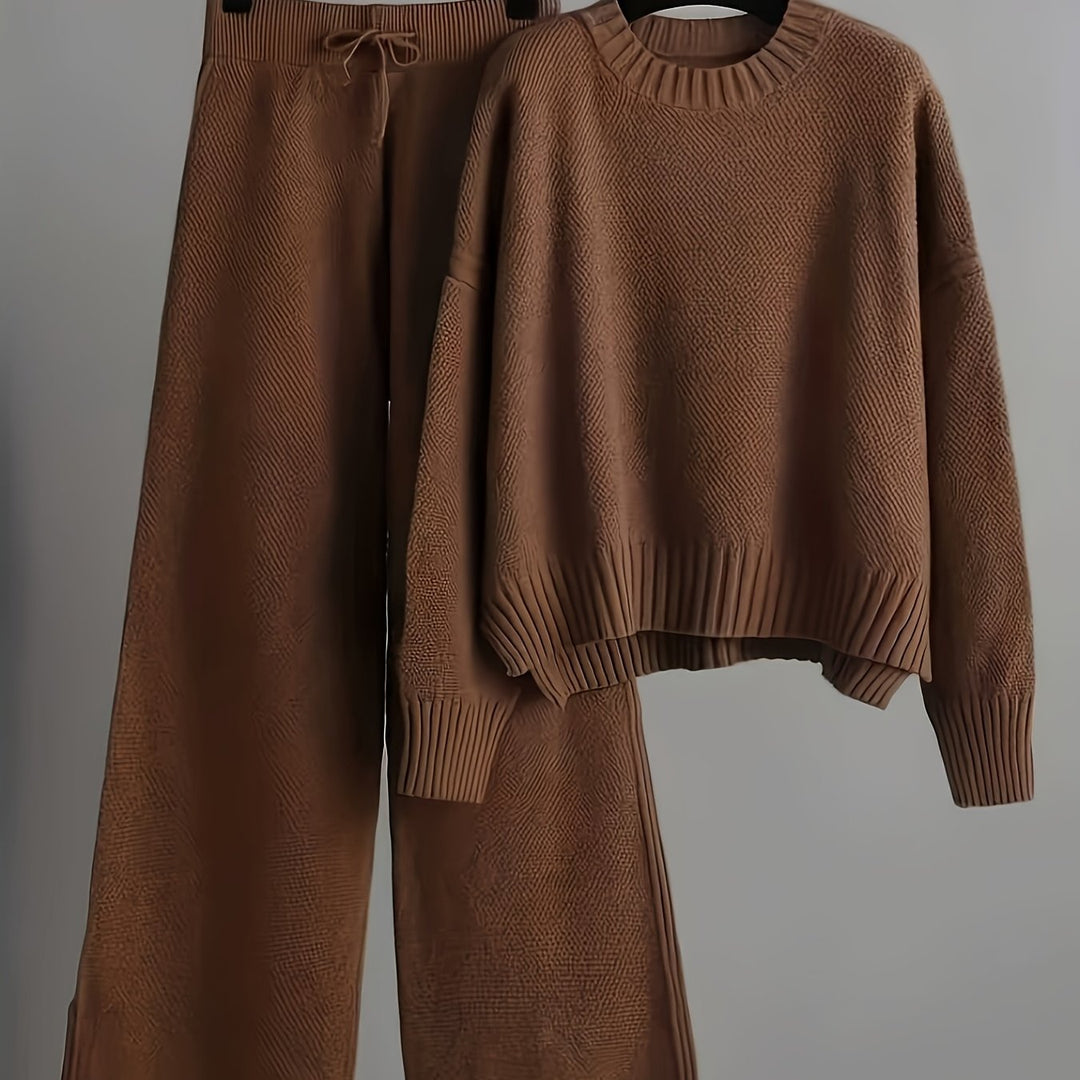 Women's Elegant Casual Set Long Sleeve Top and Pants Suit