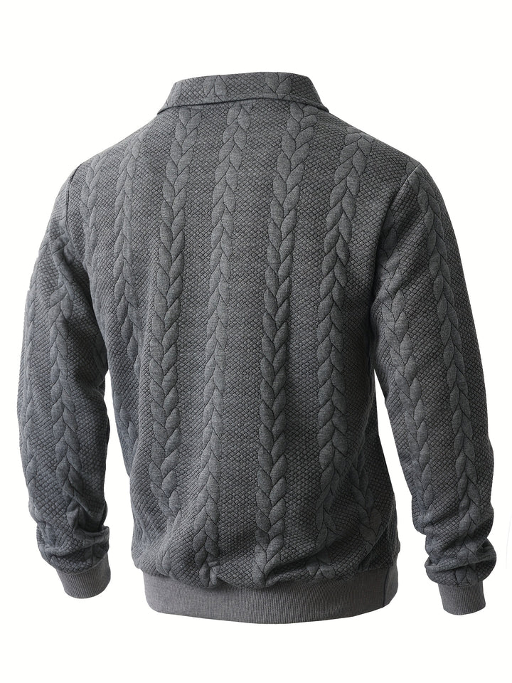Men's Knitted Stand Collar Half-Zip Jacket Sweatshirt Outerwear