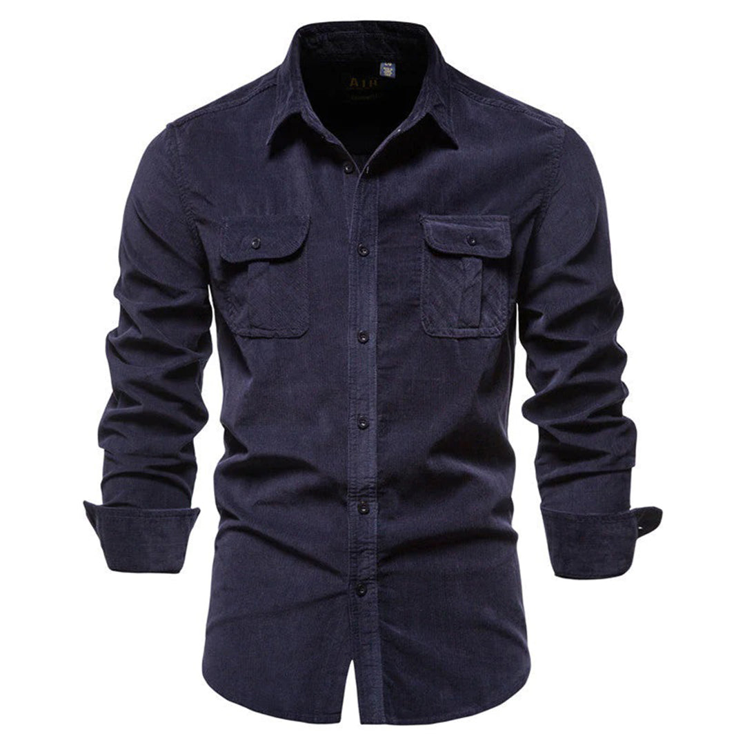 B Unique Fashions Corduroy Long-Sleeve Casual Shirt for Autumn