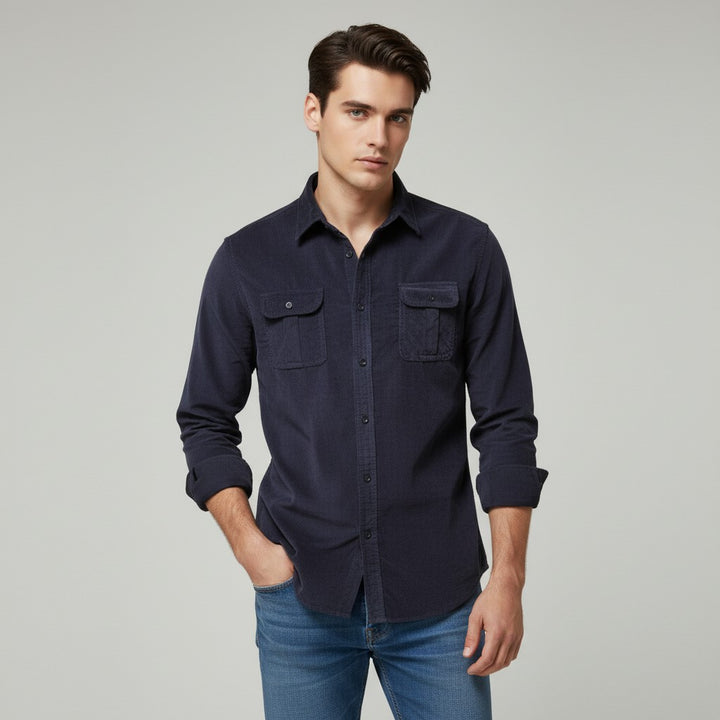B Unique Fashions Corduroy Long-Sleeve Casual Shirt for Autumn