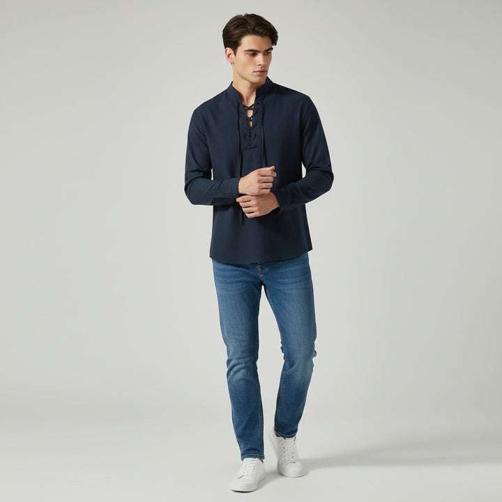 B Unique Fashions Men's Elegant V-Neck Autumn Shirt-B Unique Fashions