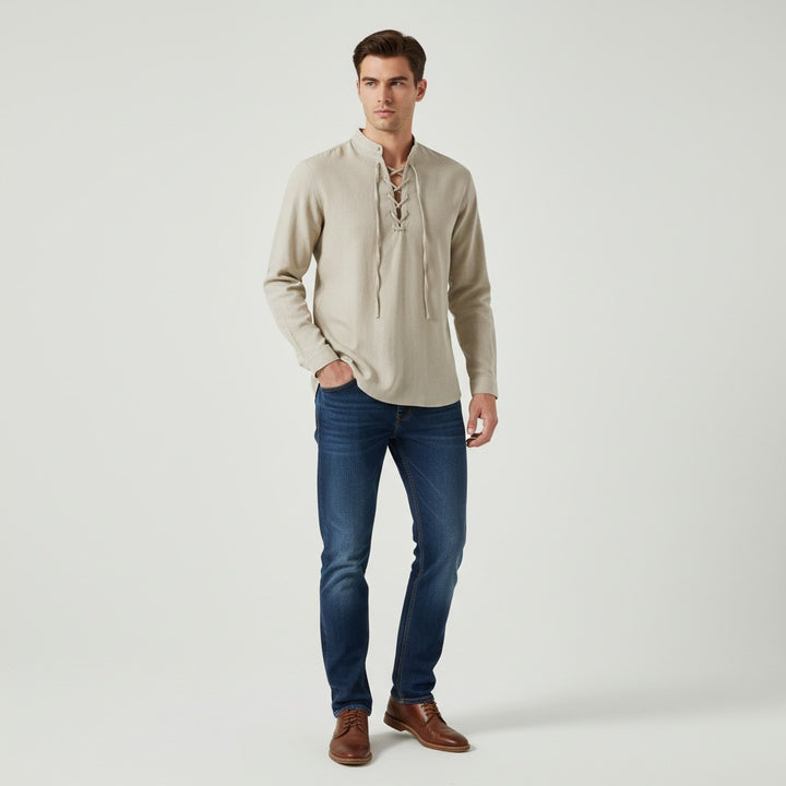 B Unique Fashions Men's Elegant V-Neck Autumn Shirt-B Unique Fashions