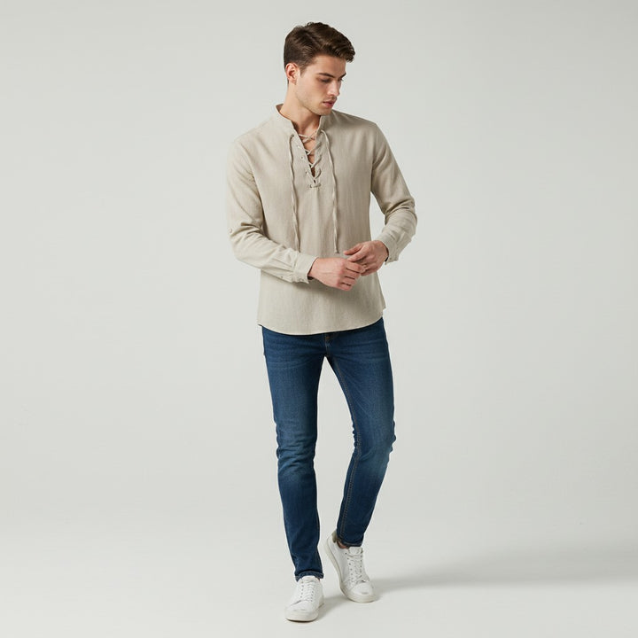 B Unique Fashions Men's Elegant V-Neck Autumn Shirt-B Unique Fashions