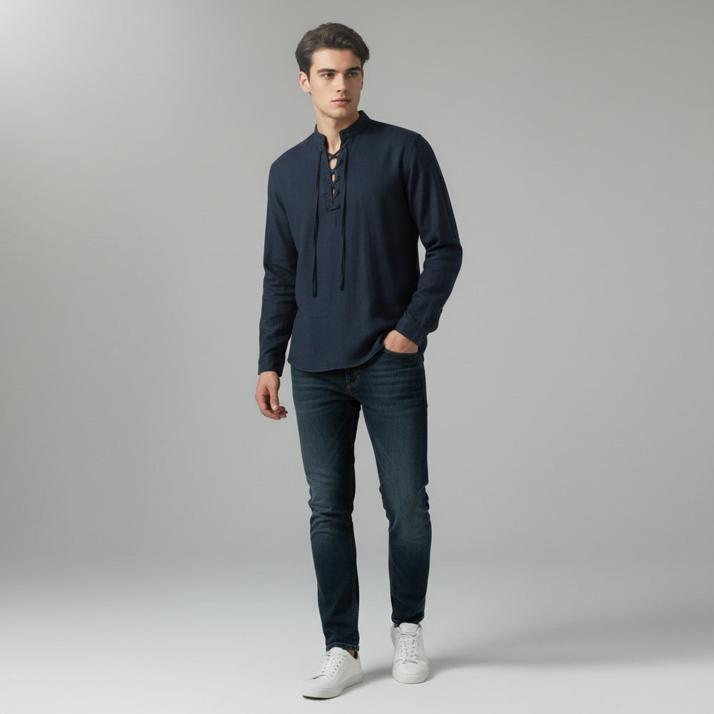 B Unique Fashions Men's Elegant V-Neck Autumn Shirt-B Unique Fashions