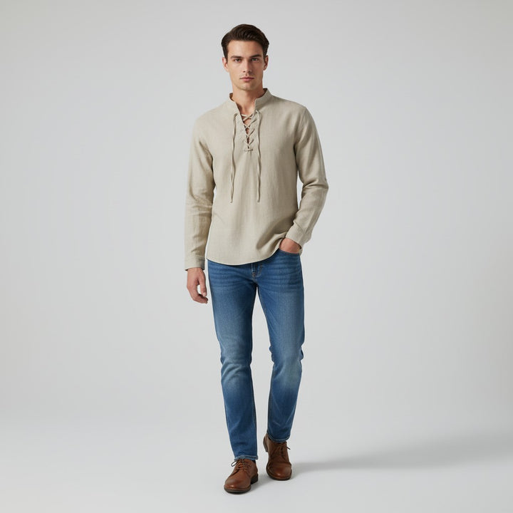 B Unique Fashions Men's Elegant V-Neck Autumn Shirt-B Unique Fashions