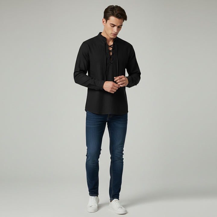B Unique Fashions Men's Elegant V-Neck Autumn Shirt-B Unique Fashions
