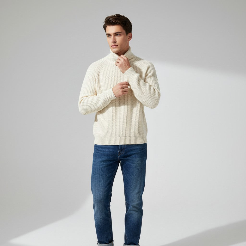 B Unique Fashions Men’s Knitted Turtleneck Sweater-B Unique Fashions