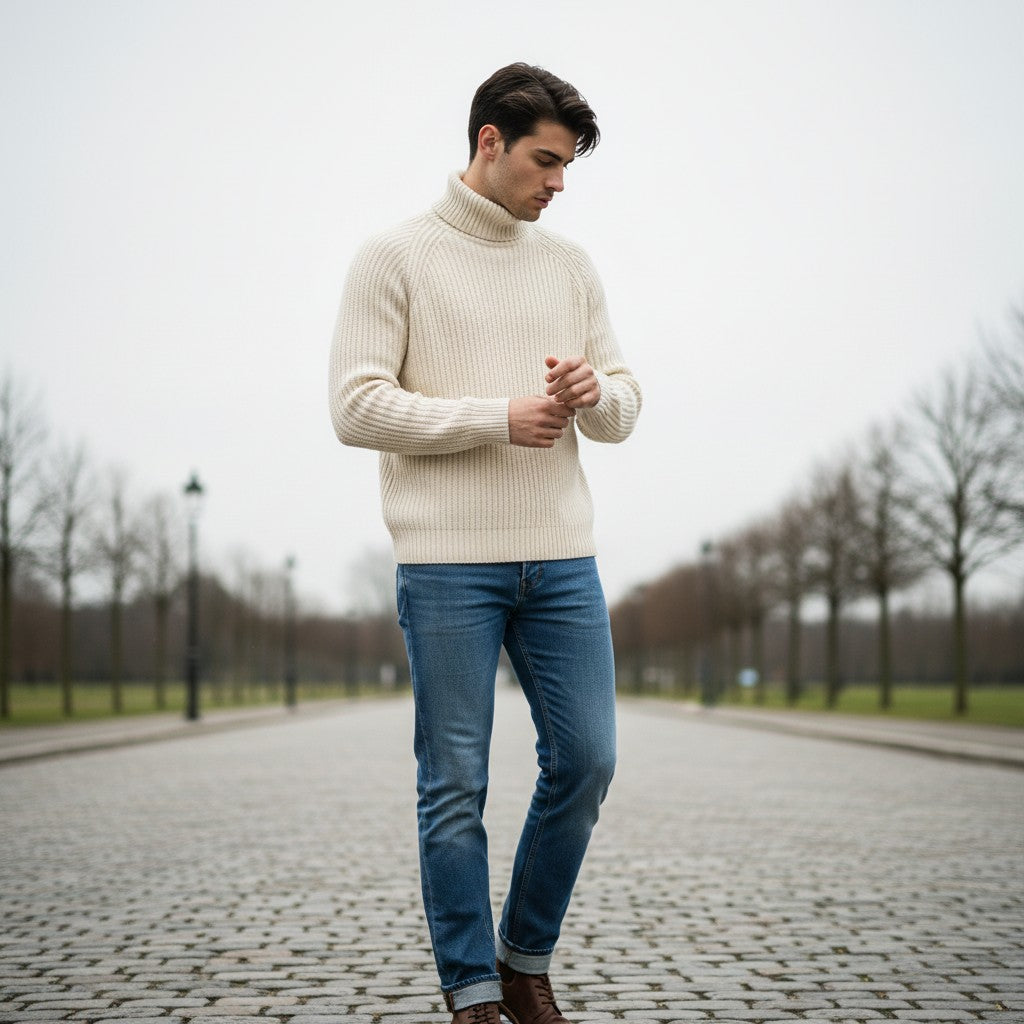 B Unique Fashions Men’s Knitted Turtleneck Sweater-B Unique Fashions