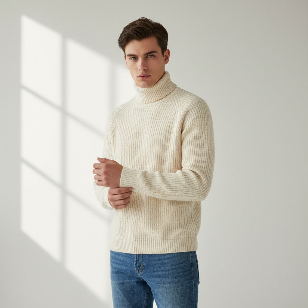B Unique Fashions Men’s Knitted Turtleneck Sweater-B Unique Fashions