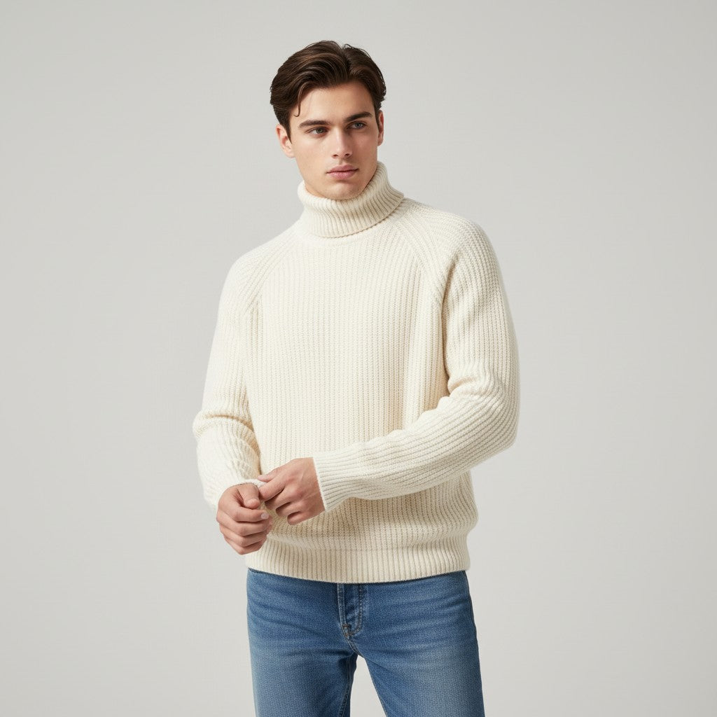 B Unique Fashions Men’s Knitted Turtleneck Sweater-B Unique Fashions