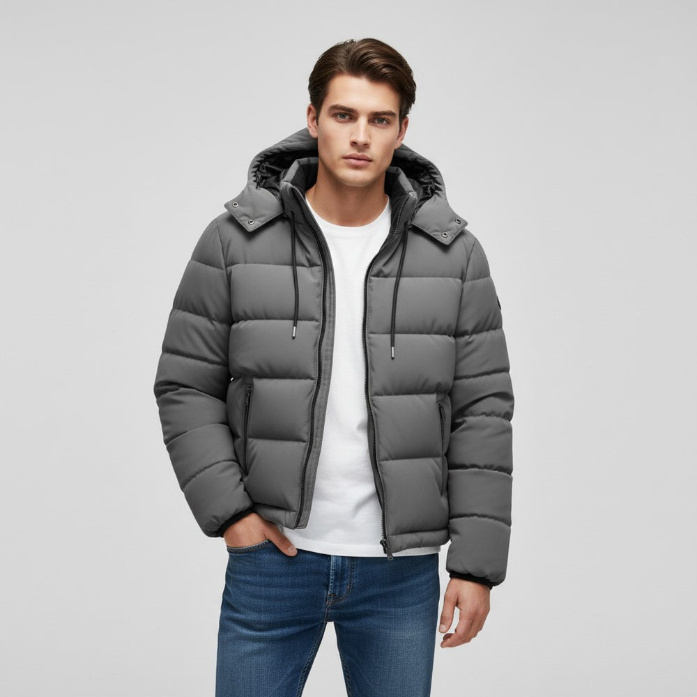 B Unique Fashions Men’s Lightweight Padded Puffer Jacket with Hood-B Unique Fashions