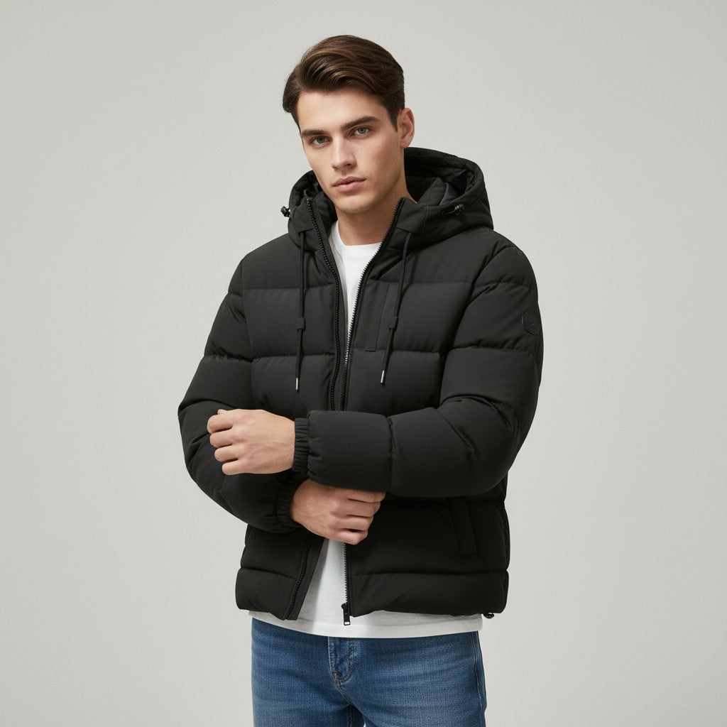 B Unique Fashions Men’s Lightweight Padded Puffer Jacket with Hood-B Unique Fashions