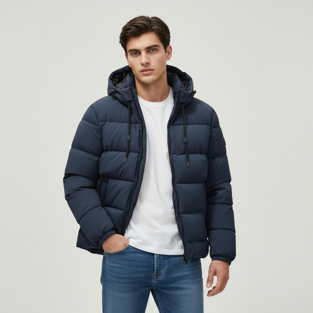 B Unique Fashions Men’s Lightweight Padded Puffer Jacket with Hood-B Unique Fashions