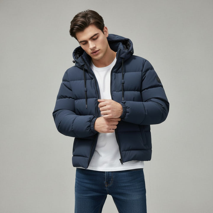 B Unique Fashions Men’s Lightweight Padded Puffer Jacket with Hood-B Unique Fashions