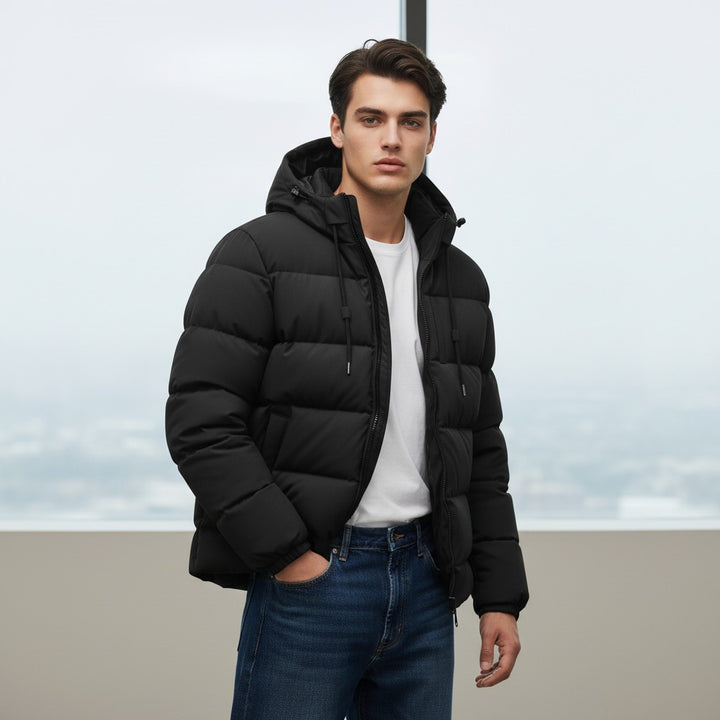 B Unique Fashions Men’s Lightweight Padded Puffer Jacket with Hood-B Unique Fashions