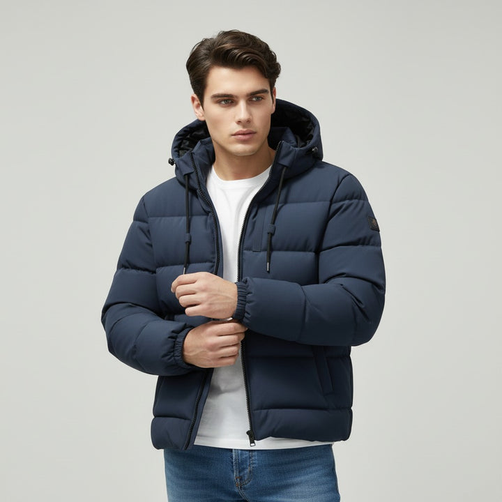 B Unique Fashions Men’s Lightweight Padded Puffer Jacket with Hood-B Unique Fashions