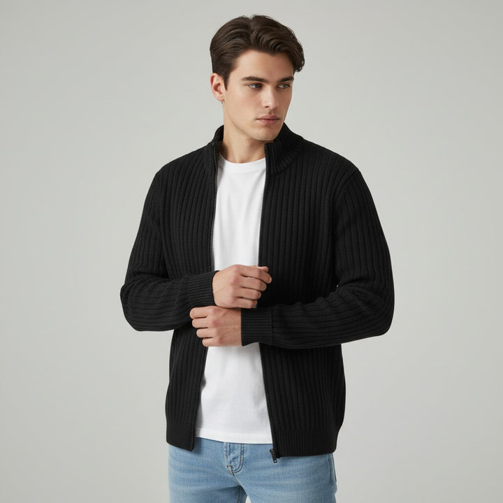 B Unique Fashions Men’s Modern Knitted Zipper Cardigan-B Unique Fashions