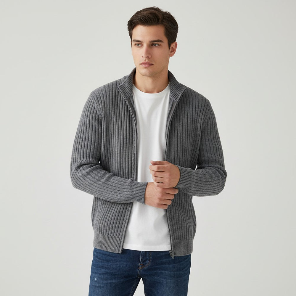 B Unique Fashions Men’s Modern Knitted Zipper Cardigan-B Unique Fashions