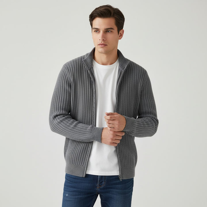 B Unique Fashions Men’s Modern Knitted Zipper Cardigan-B Unique Fashions