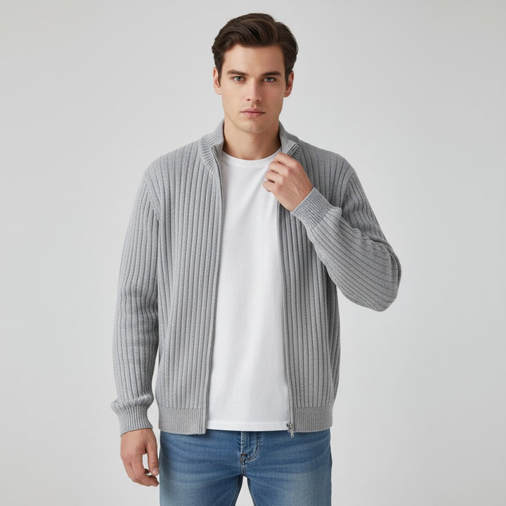 B Unique Fashions Men’s Modern Knitted Zipper Cardigan-B Unique Fashions