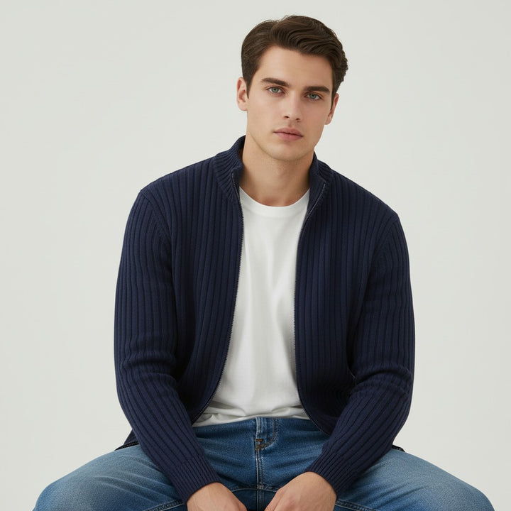B Unique Fashions Men’s Modern Knitted Zipper Cardigan-B Unique Fashions