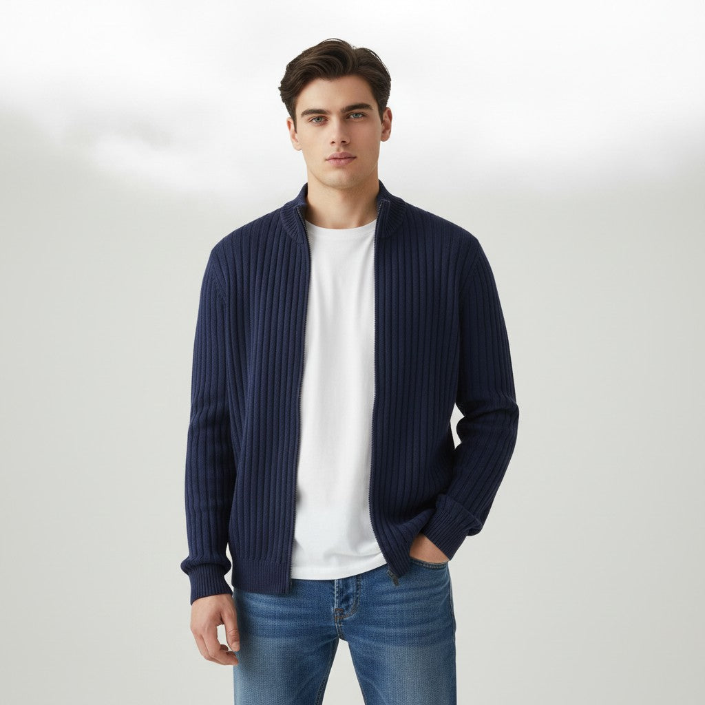 B Unique Fashions Men’s Modern Knitted Zipper Cardigan-B Unique Fashions