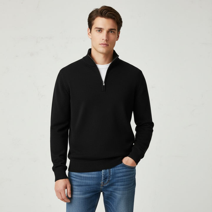 B Unique Fashions Men’s Slim Fit Quarter-Zip Cotton Sweater-B Unique Fashions