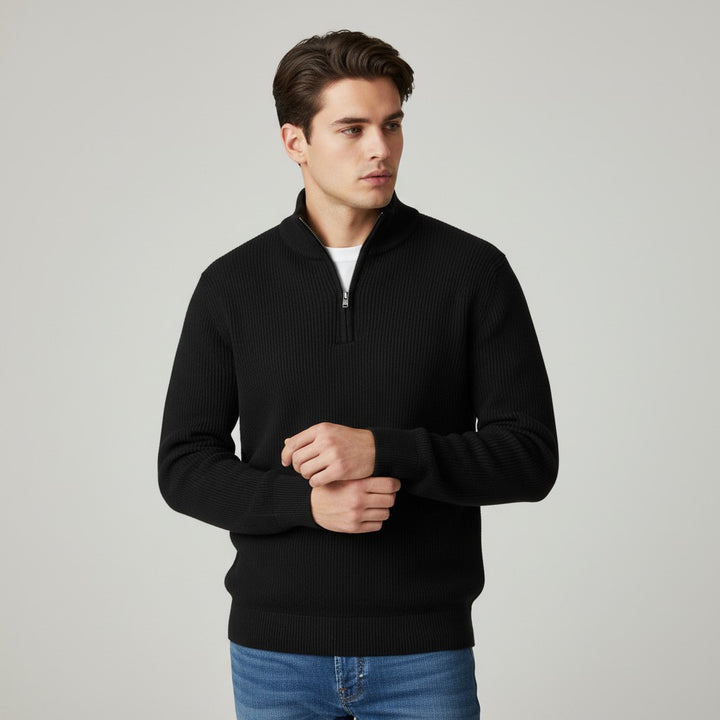 B Unique Fashions Men’s Slim Fit Quarter-Zip Cotton Sweater-B Unique Fashions