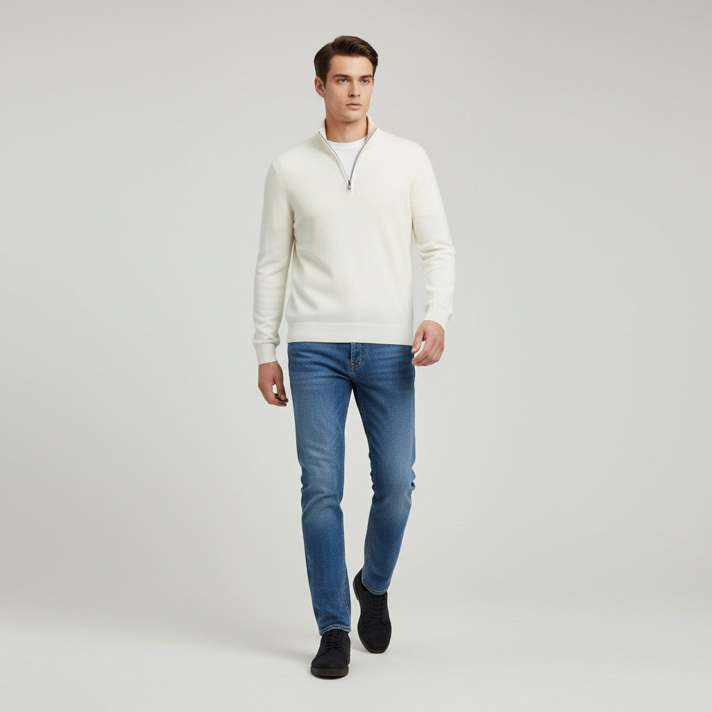 B Unique Fashions Men’s Slim Fit Quarter-Zip Cotton Sweater-B Unique Fashions