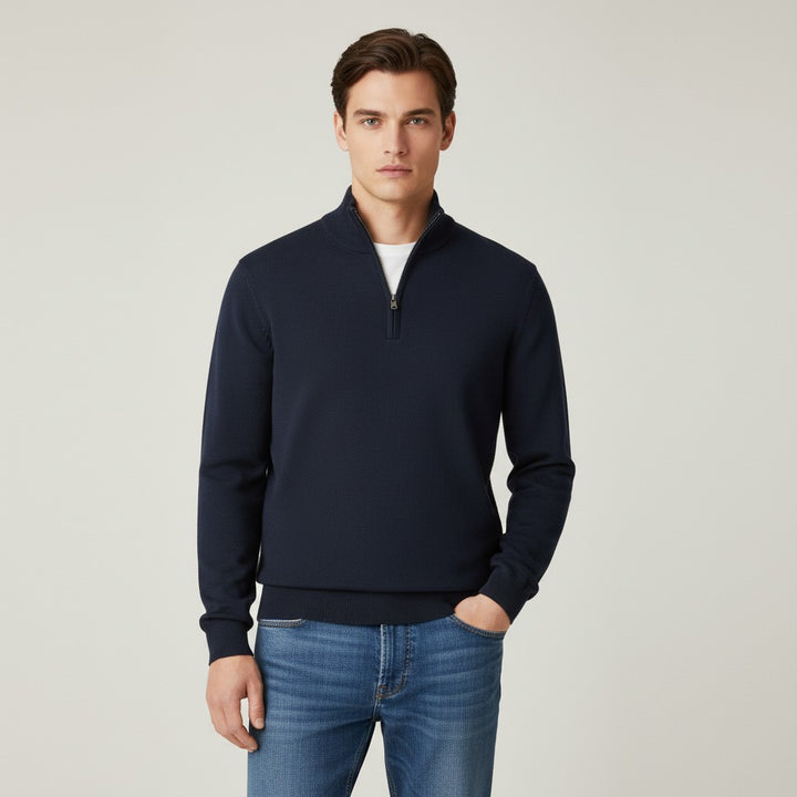 B Unique Fashions Men’s Slim Fit Quarter-Zip Cotton Sweater-B Unique Fashions