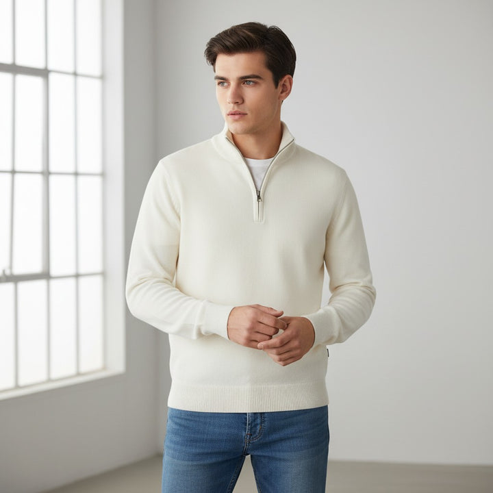 B Unique Fashions Men’s Slim Fit Quarter-Zip Cotton Sweater-B Unique Fashions