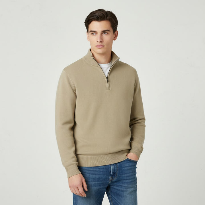 B Unique Fashions Men’s Slim Fit Quarter-Zip Cotton Sweater-B Unique Fashions