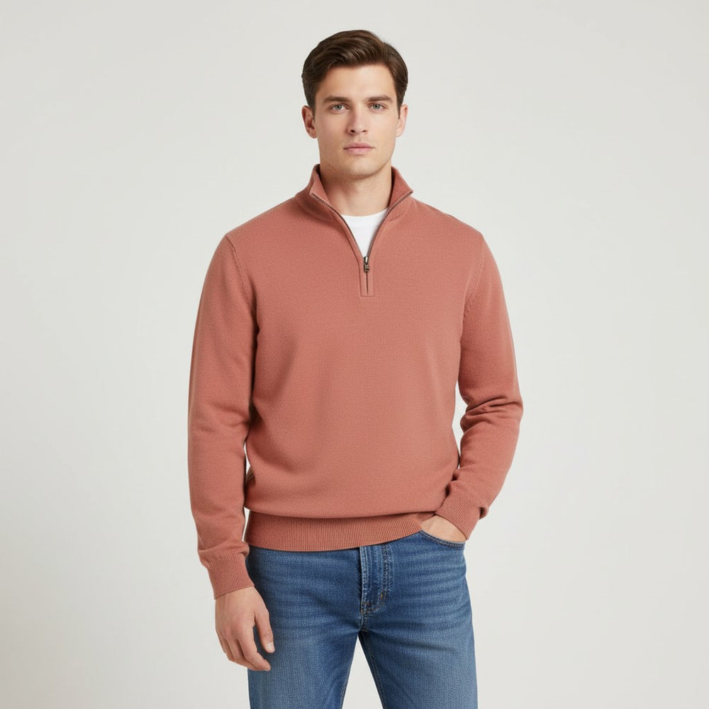 B Unique Fashions Men’s Slim Fit Quarter-Zip Cotton Sweater-B Unique Fashions