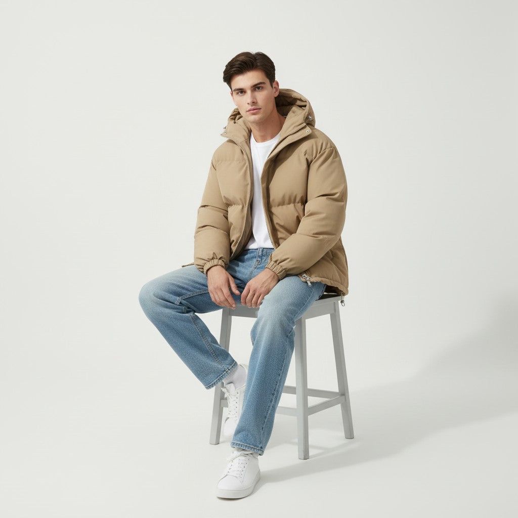 B Unique Fashions Men’s Winter Down Jacket with Hood-B Unique Fashions