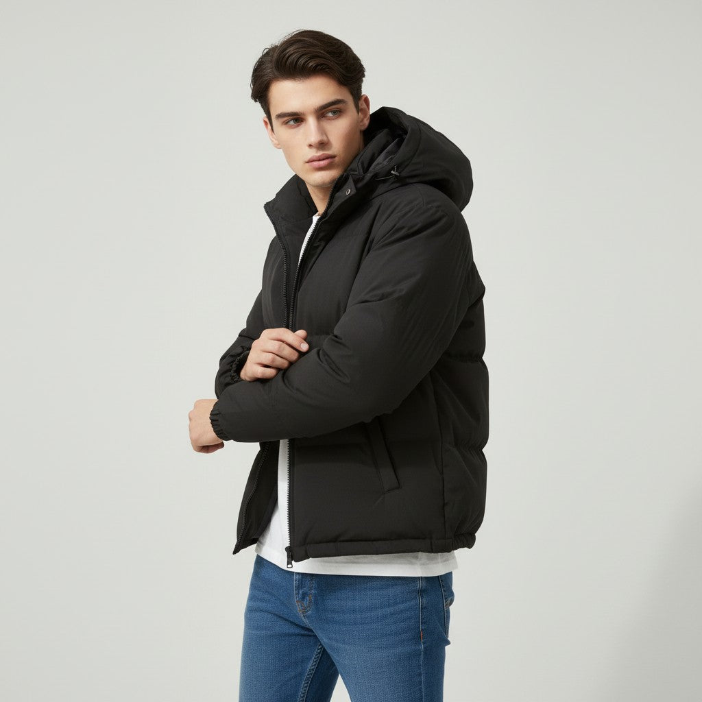 B Unique Fashions Men’s Winter Down Jacket with Hood-B Unique Fashions