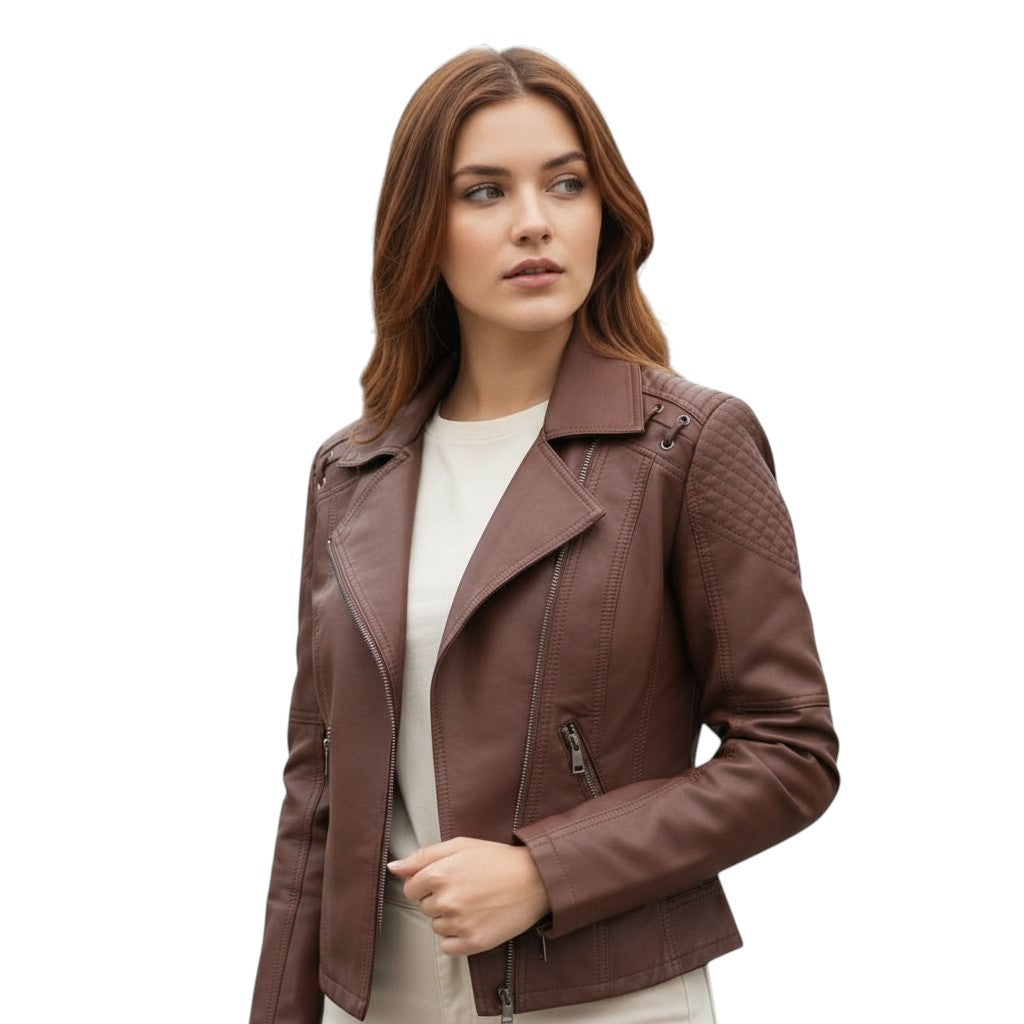 B Unique Fashions - Stylish Leather Jacket for Women-STYLAAR-B Unique Fashions