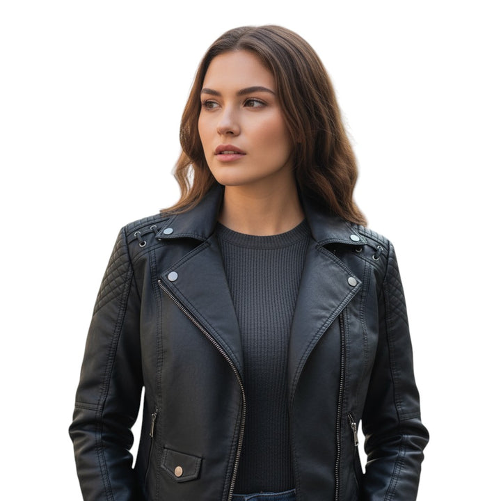B Unique Fashions - Stylish Leather Jacket for Women-STYLAAR-B Unique Fashions