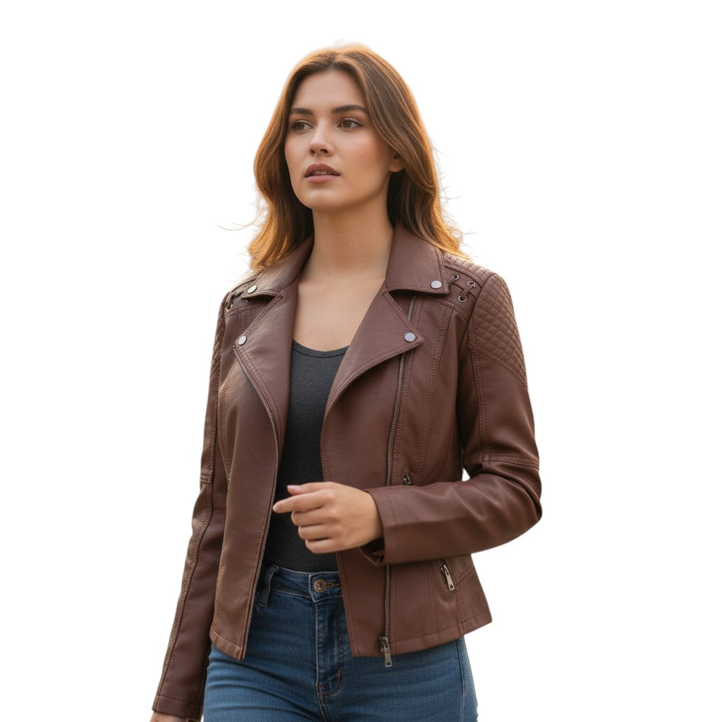 B Unique Fashions - Stylish Leather Jacket for Women-STYLAAR-B Unique Fashions
