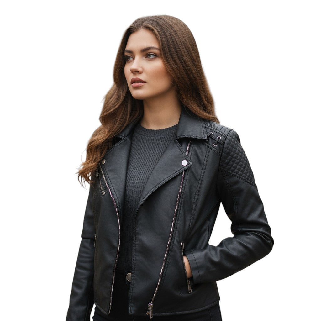B Unique Fashions - Stylish Leather Jacket for Women-STYLAAR-B Unique Fashions