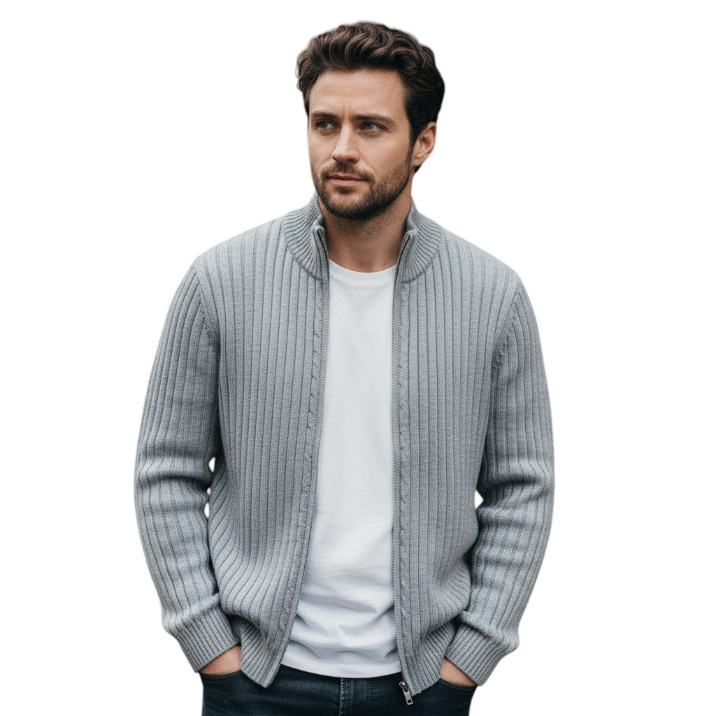 B Unique Fashions - Stylish Zippered Fall Cardigan for Men-STYLAAR-B Unique Fashions