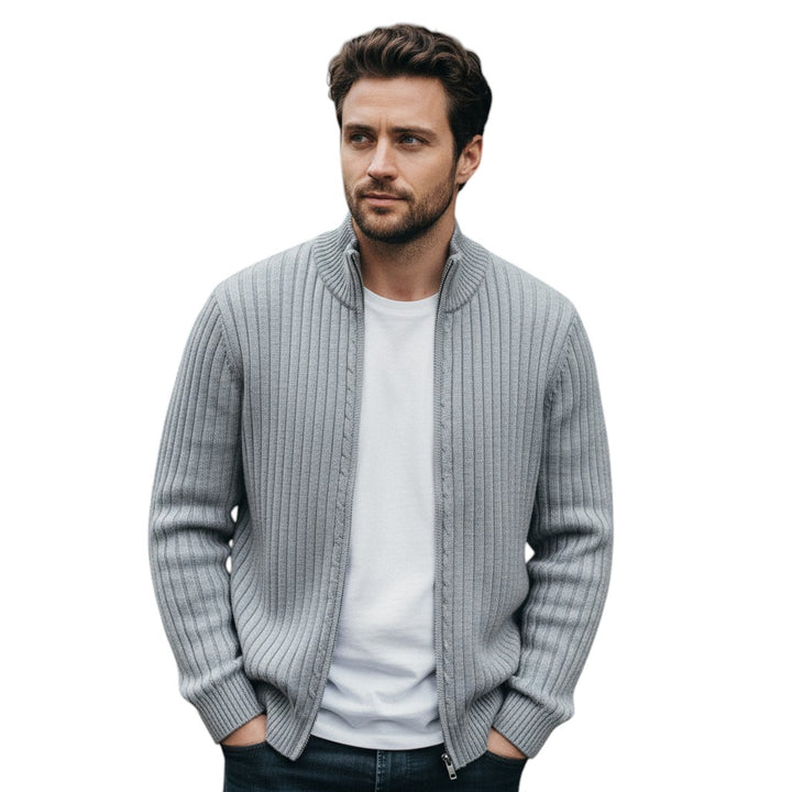 B Unique Fashions - Stylish Zippered Fall Cardigan for Men-STYLAAR-B Unique Fashions