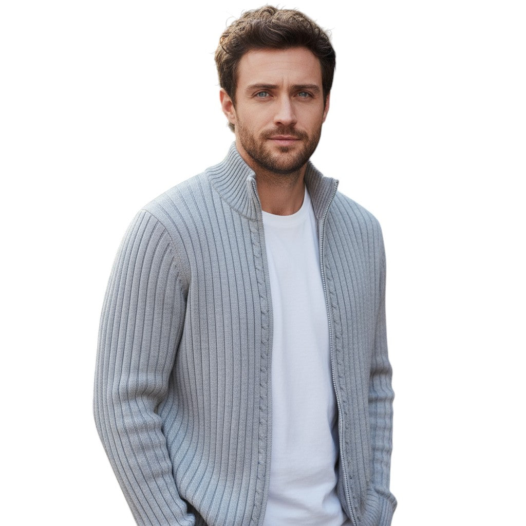 B Unique Fashions - Stylish Zippered Fall Cardigan for Men-STYLAAR-B Unique Fashions