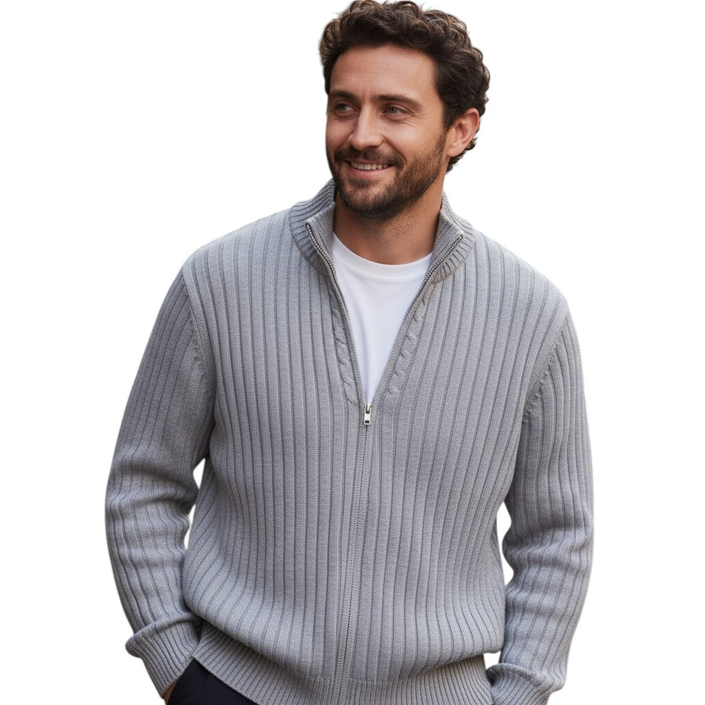 B Unique Fashions - Stylish Zippered Fall Cardigan for Men-STYLAAR-B Unique Fashions